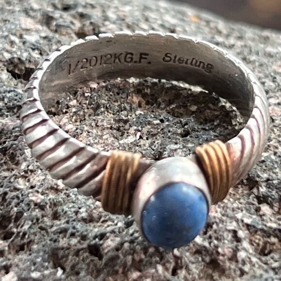 Vintage Sterling 12K Blue Kyanite Twisted Rope Ring size 8 - Picture 7 of 13